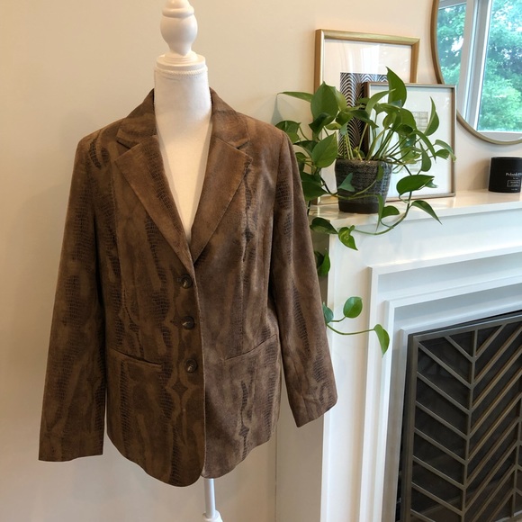 Chico’s Brown Animal Print Blazer - Chico’s Size 1 - Picture 1 of 11
